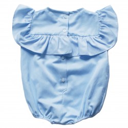 Baby Girls Blue Cotton Romper ::: Mexican Ethical  Kids Brand