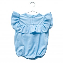 Baby Girls Blue Cotton Romper ::: Mexican Ethical  Kids Brand