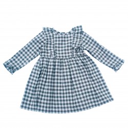 Girls Olive Gingham Dress Flannel Dress for Winter Days