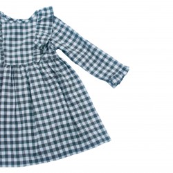 Girls Olive Gingham Dress Flannel Dress for Winter Days