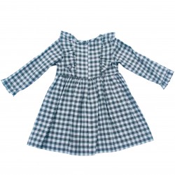 Girls Olive Gingham Dress Flannel Dress for Winter Days